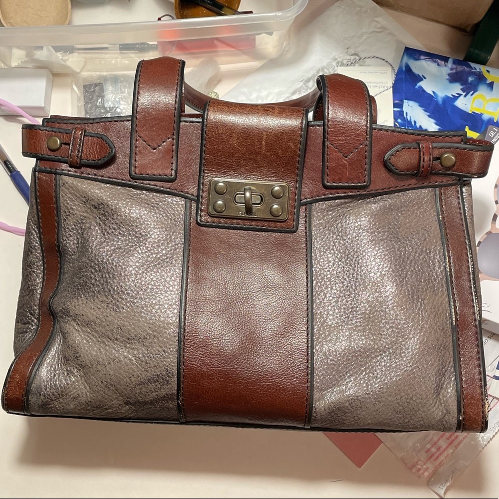 Fossil Vintage Re-Issue {Vri} Cognac Satchel - image 2